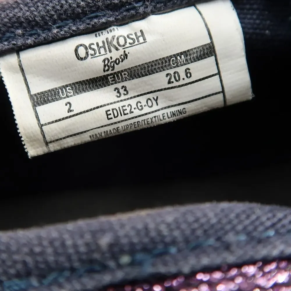 Oshkosh B'Gosh Shoes Kids 2 Casual Sneakers Slip On Purple Glitter Trainer Girls